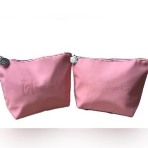 it COSMETICS XL Zip Travel Cosmetic Bags, Pink & Silver-Tone Hardware, NWOT (2)